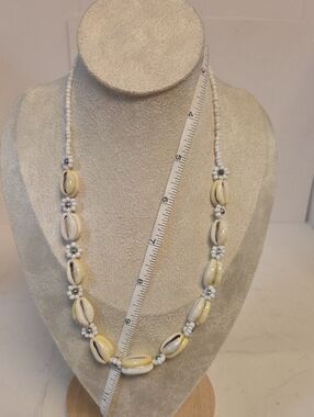 Boho Cowrie Shell & Seed Bead Daisy Chain Beach Necklace 21" Summer Style [0170]